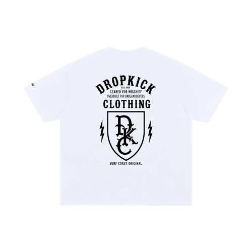 Dropkick Monogram Shield White Tee